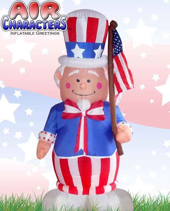 Gemmy Patriotic Inflatable 6' Uncle Sam with American Flag